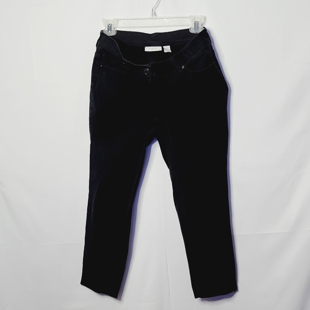 Chico's black straight leg short jeans sz 8 Medium